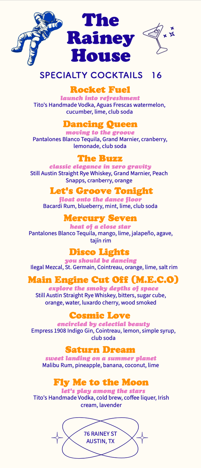 Cocktail Menu Page 1